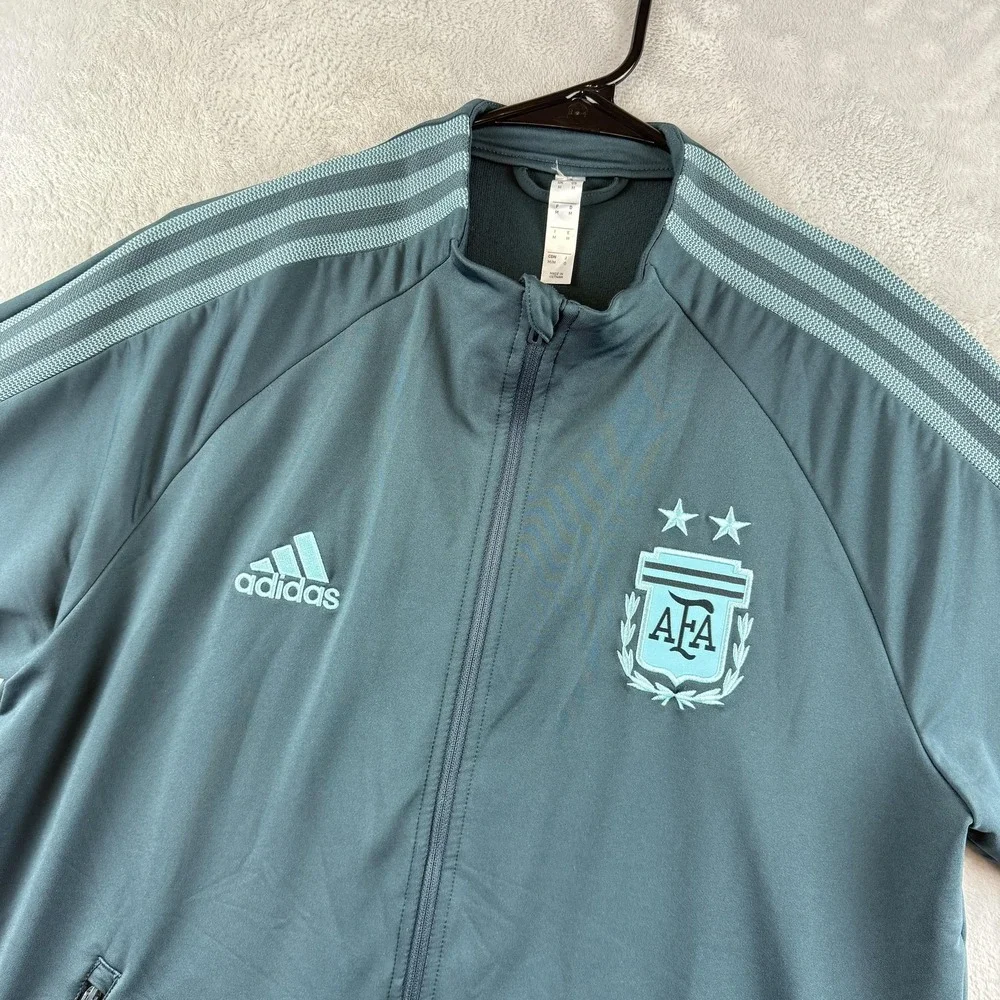 Argentina Soccer Track Jacket Mens Medium Teal Blue Full Zip AFA Crest Adidas